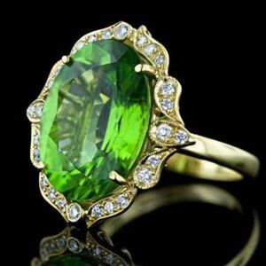 🍁Royal Court Large Oval Zircon Cubic Flower Luxury GoldRings for Women,MARR9192